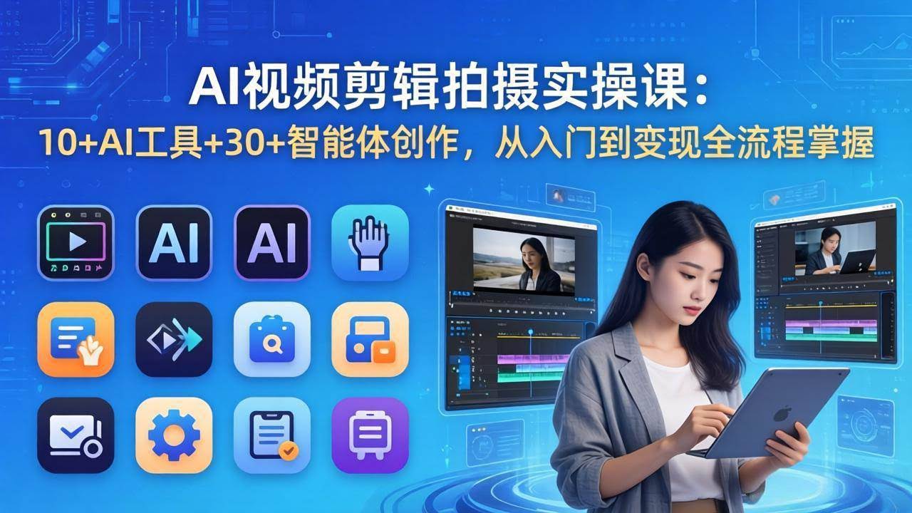 (17818期)AI 视频剪辑拍摄实操课:10+AI工具+30+智能体创作,从入门到变现全流程掌握-航海圈