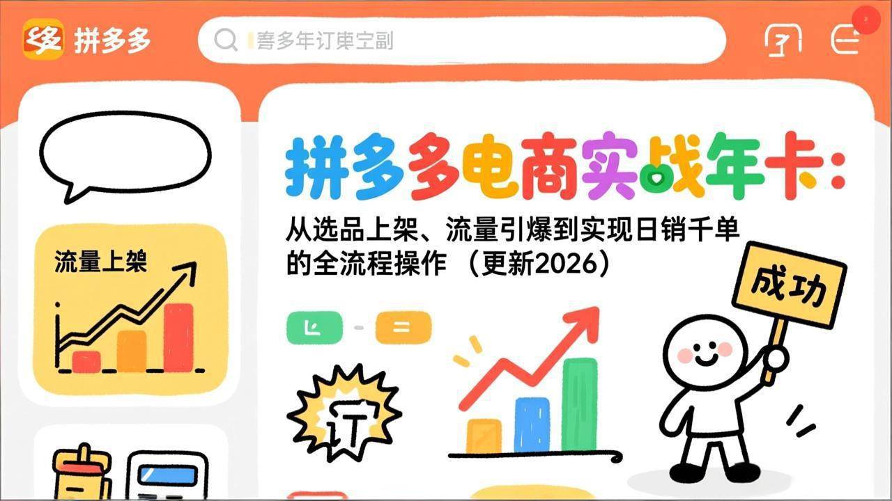 (17823期)拼多多电商实战年卡:从选品上架、流量引爆到实现日销千单的全流程操作(更新2026年3月)-航海圈