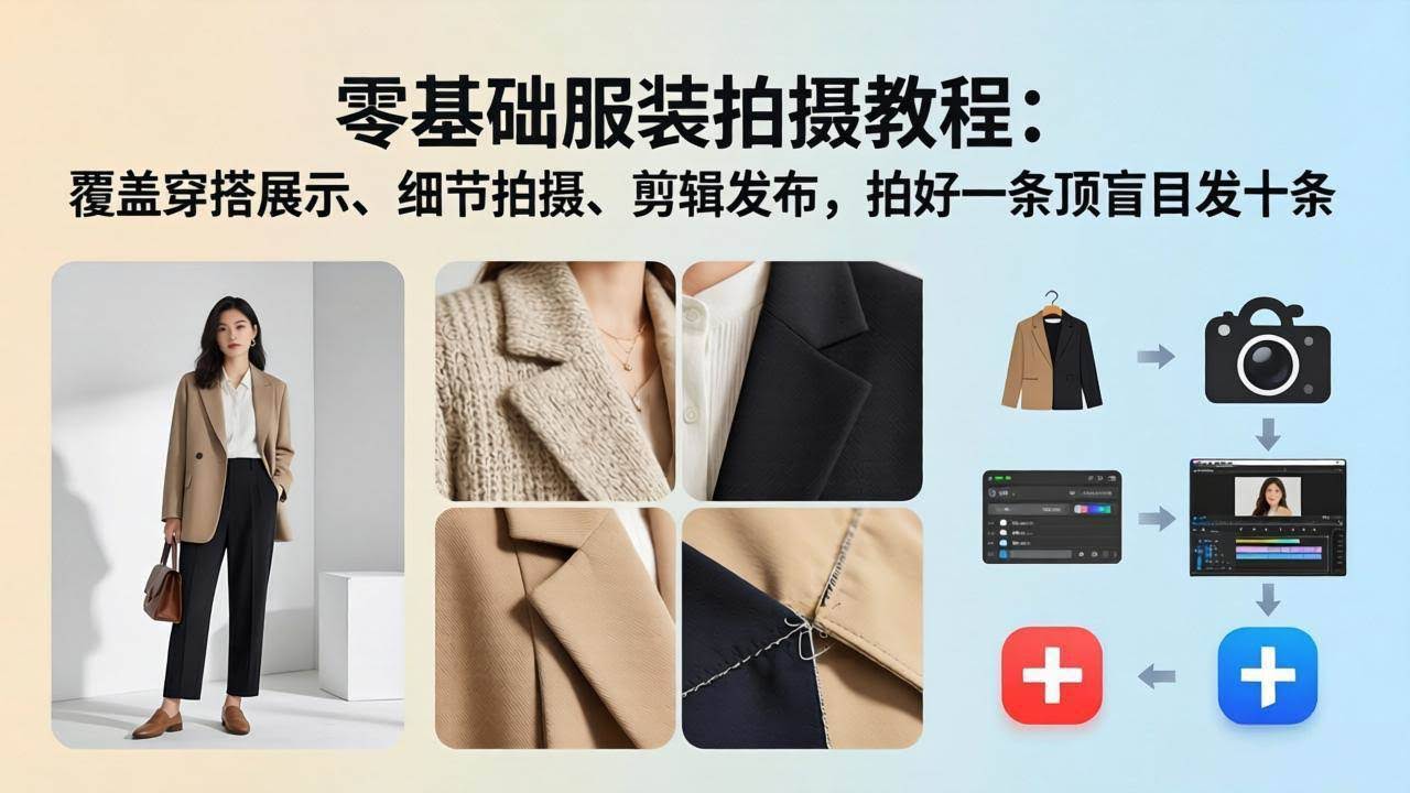 (17829期)零基础服装拍摄教程:覆盖穿搭展示、细节拍摄、剪辑发布,拍好一条顶盲目发十条-航海圈