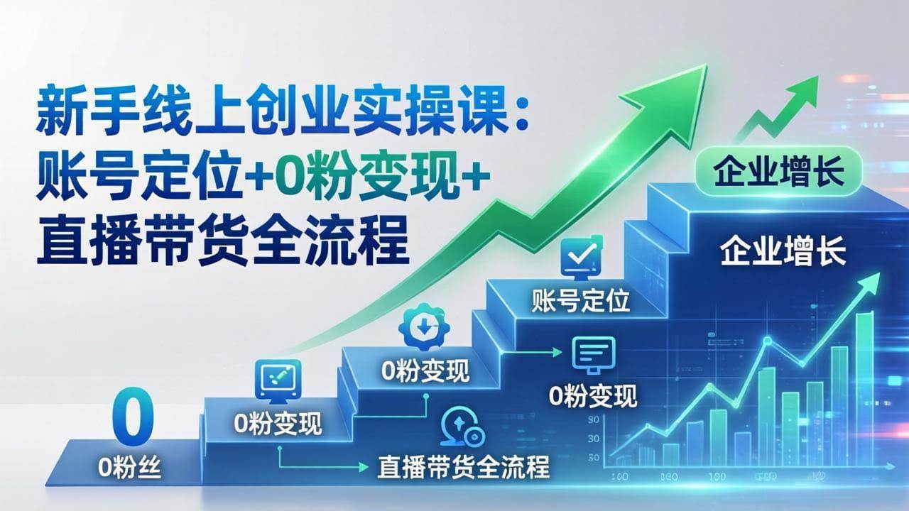 （17831期）新手线上创业实操课：账号定位+0粉变现+直播带货全流程，企业用户增长一步到位-航海圈