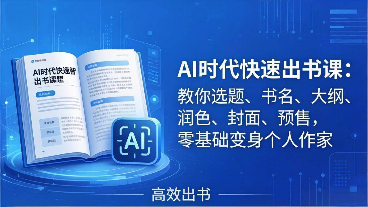 (17865期)AI时代快速出书课:教你选题、书名、大纲、润色、封面、预售,零基础变身个人作家-航海圈