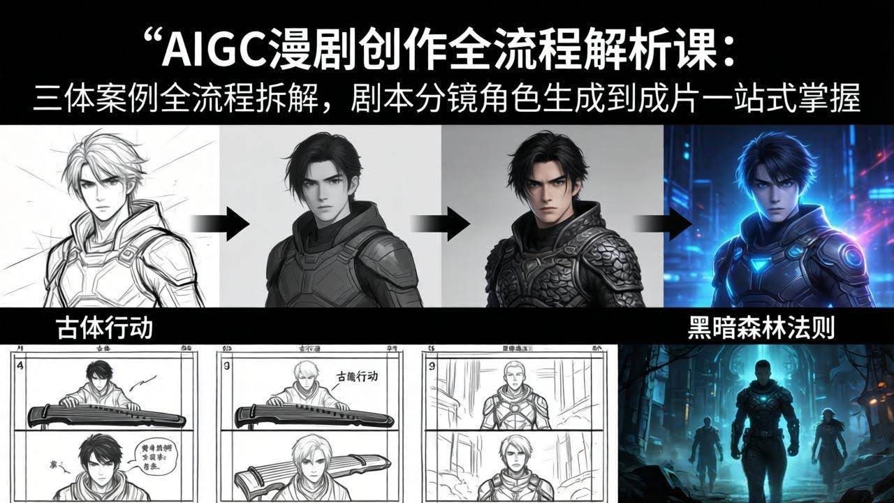 (17879期)AIGC漫剧创作全流程解析课:三体案例全流程拆解,剧本分镜角色生成到成片一站式掌握-航海圈