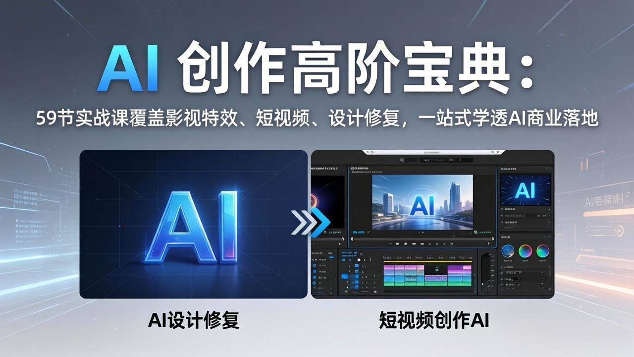(17887期)AI 创作高阶宝典:59节实战课覆盖影视特效、短视频、设计修复,一站式学透AI商业落地-航海圈