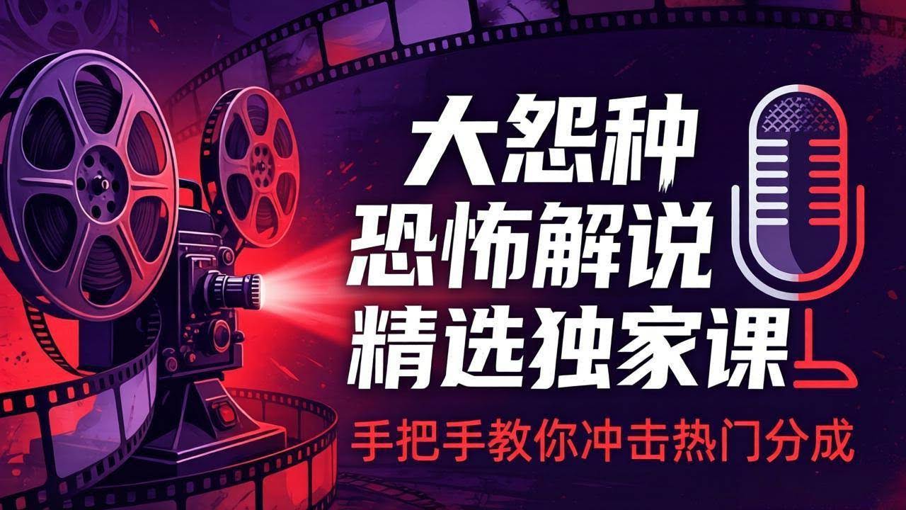 (17920期)大怨种恐怖解说精选独家课:电影下载+文案配音+片头封面,手把手教你冲击热门分成-航海圈