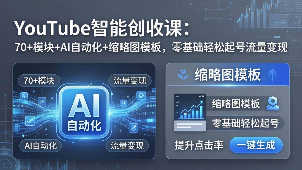 (17926期)YouTube智能创收课:70+模块+AI自动化+缩略图模板,零基础轻松起号流量变现-航海圈
