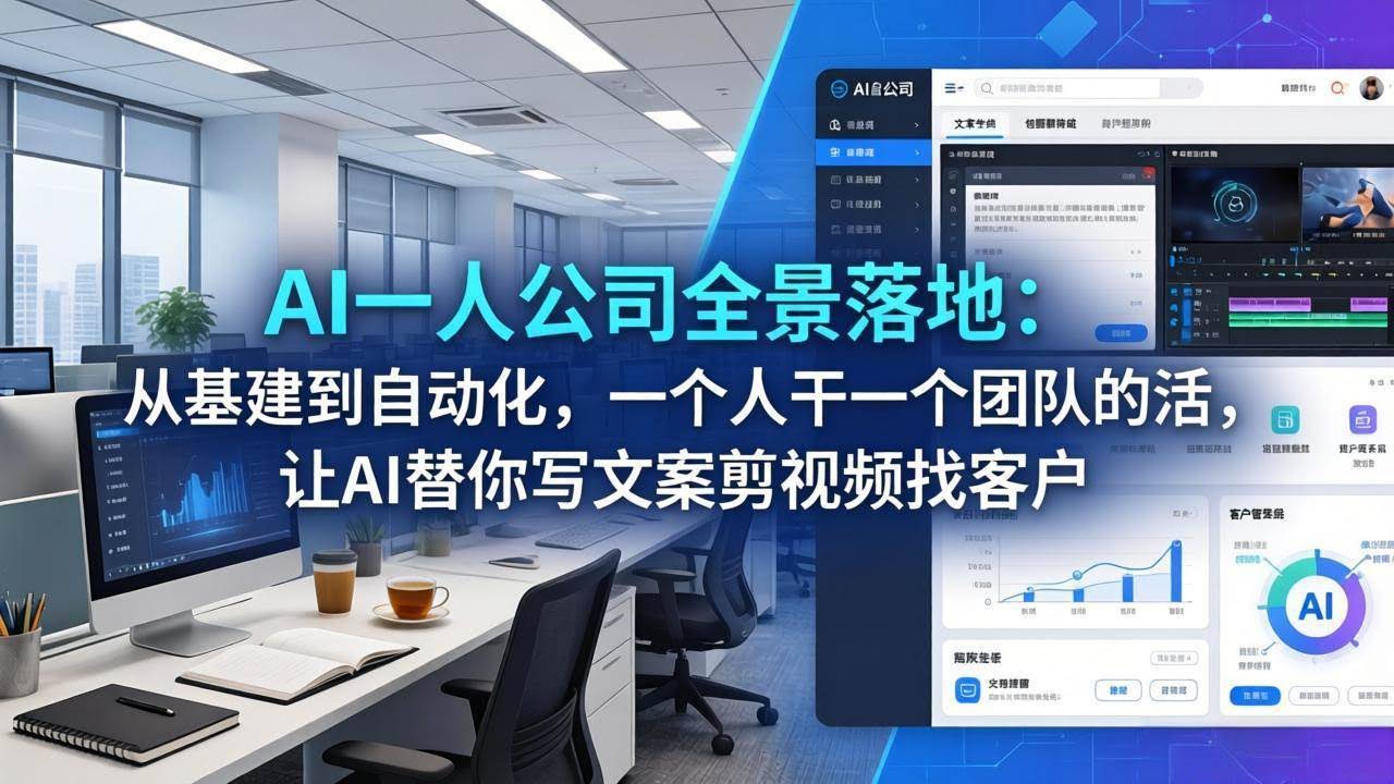 （17939期）AI一人公司全景落地：从基建到自动化，一个人干一个团队的活，让AI替你写文案剪视频找客户-航海圈
