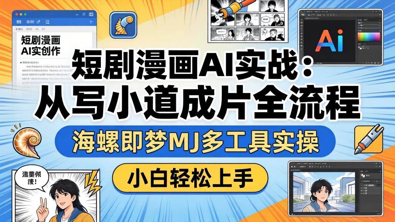 （17945期）短剧漫画AI实战：从写小说到成片全流程，海螺即梦MJ多工具实操，小白轻松上手-航海圈