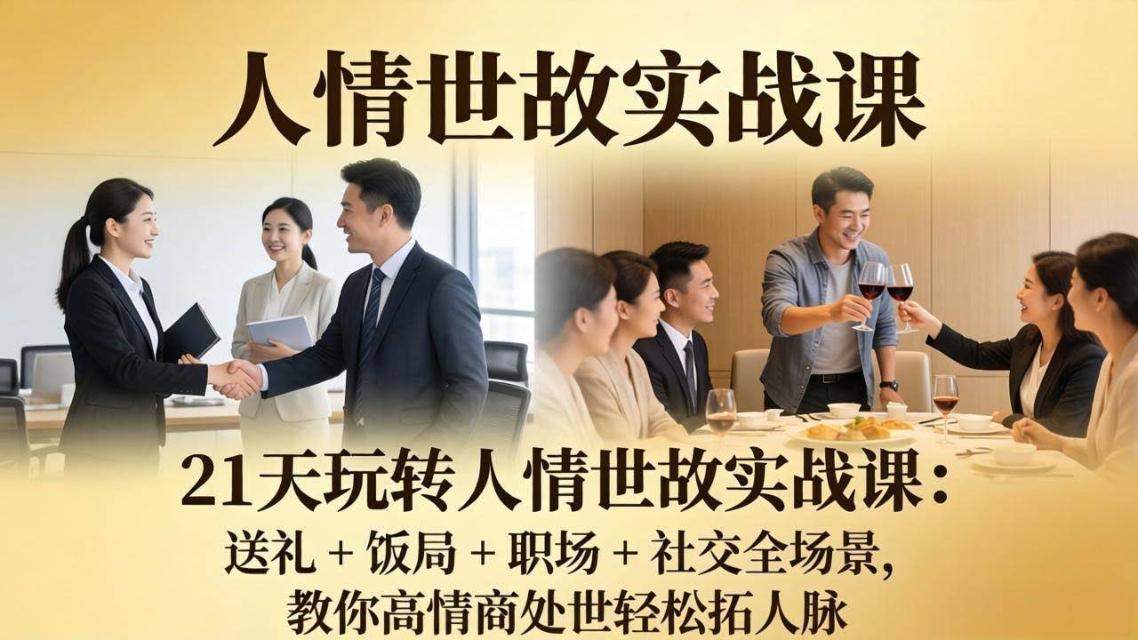 (17968期)21 天玩转人情世故实战课:送礼 + 饭局 + 职场 + 社交全场景,教你高情商处世轻松拓人脉-航海圈