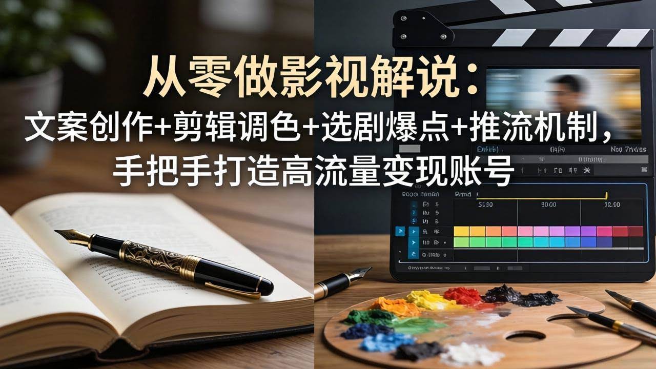(17972期)从零做影视解说:文案创作+剪辑调色+选剧爆点+推流机制,手把手打造高流量变现账号-航海圈