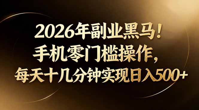 (17993期)2026年副业黑马!手机零门槛操作,每天十几分钟实现日入500+-航海圈