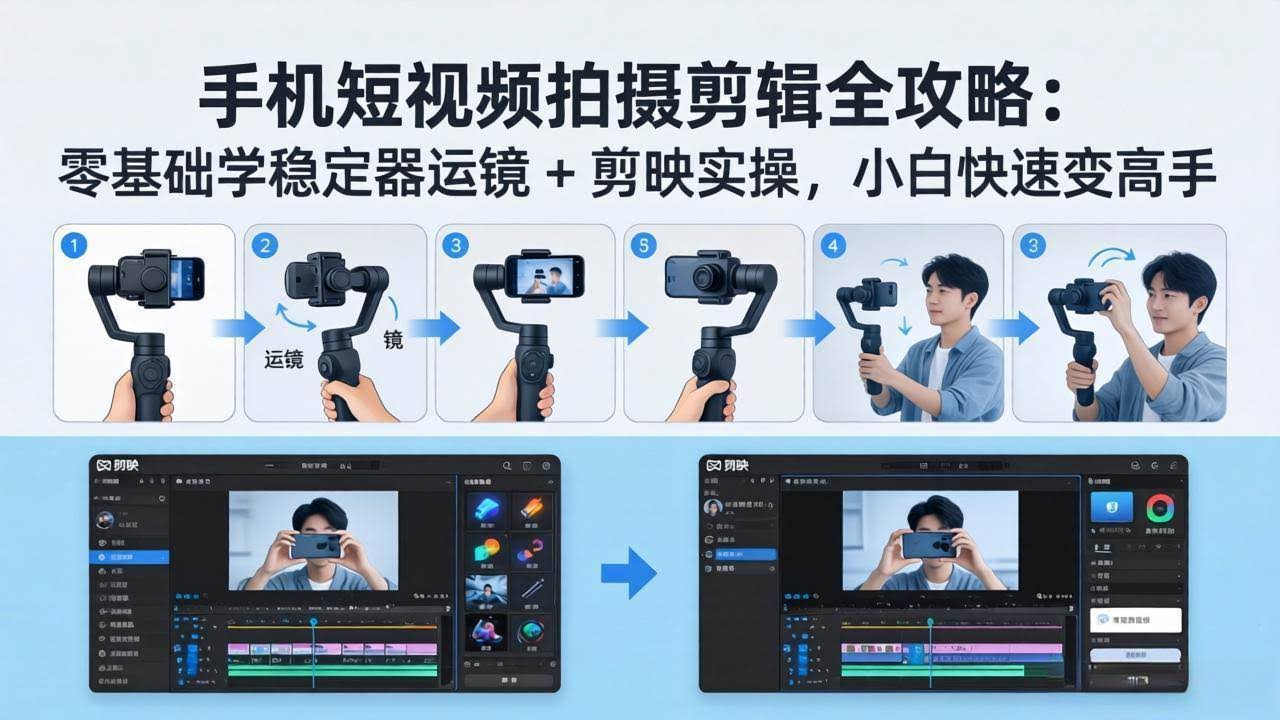 (18003期)手机短视频拍摄剪辑全攻略:零基础学稳定器运镜 + 剪映实操,小白快速变高手-航海圈