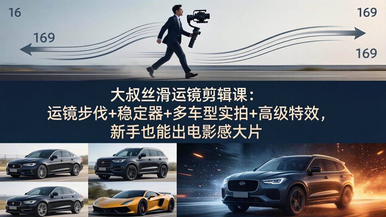 (18004期)大叔丝滑运镜剪辑课:运镜步伐+稳定器+多车型实拍+高级特效,新手也能出电影感大片-航海圈