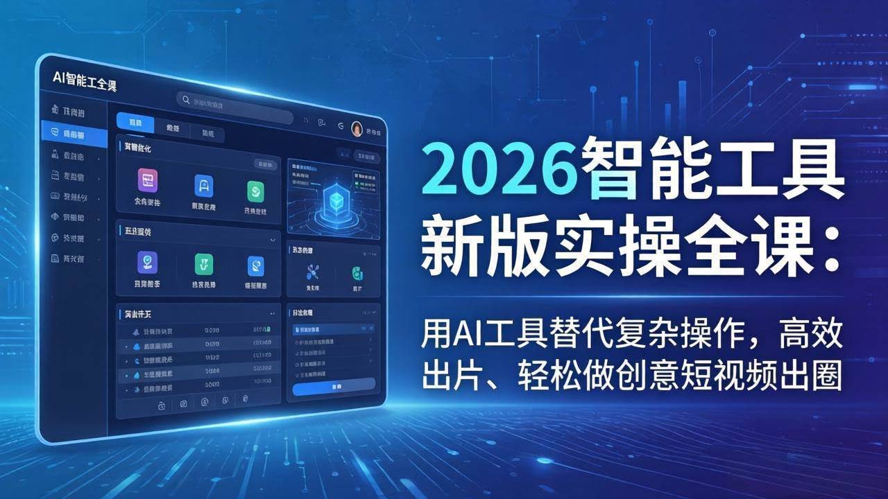 (18005期)2026智能工具新版实操全课:用AI工具替代复杂操作,高效出片、轻松做创意短视频出圈-航海圈