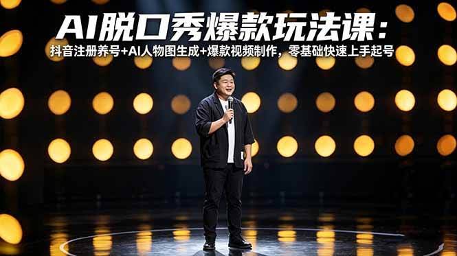 (18012期)AI脱口秀爆款玩法课:抖音注册养号+AI人物图生成+爆款视频制作,零基础快速上手起号-航海圈