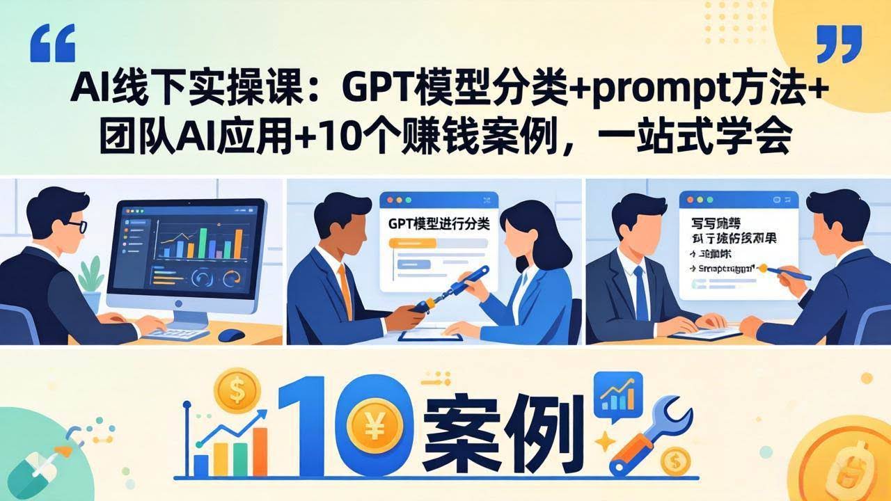 (18017期)AI线下实操课:GPT模型分类+prompt方法+团队AI应用+10个赚钱案例,一站式学会-航海圈