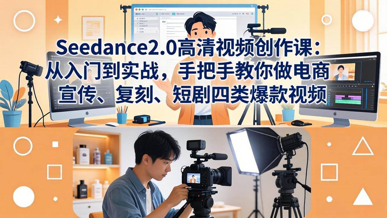 (18019期)Seedance2.0高清视频创作课:从入门到实战,手把手教你做电商、宣传、复刻、短剧四类爆款视频-航海圈