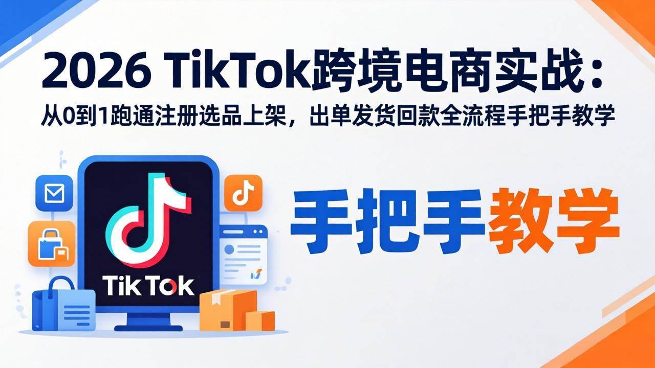 (18027期)2026TikTok跨境电商实战-更新:从0到1跑通注册选品上架,出单发货回款全流程手把手教学-航海圈