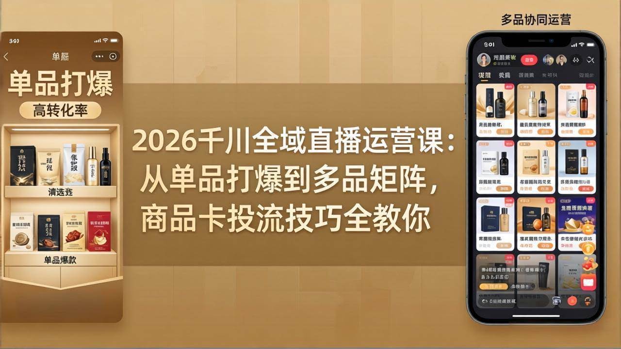 (18028期)2026千川全域直播运营课:从单品打爆到多品矩阵,商品卡投流技巧全教你-航海圈