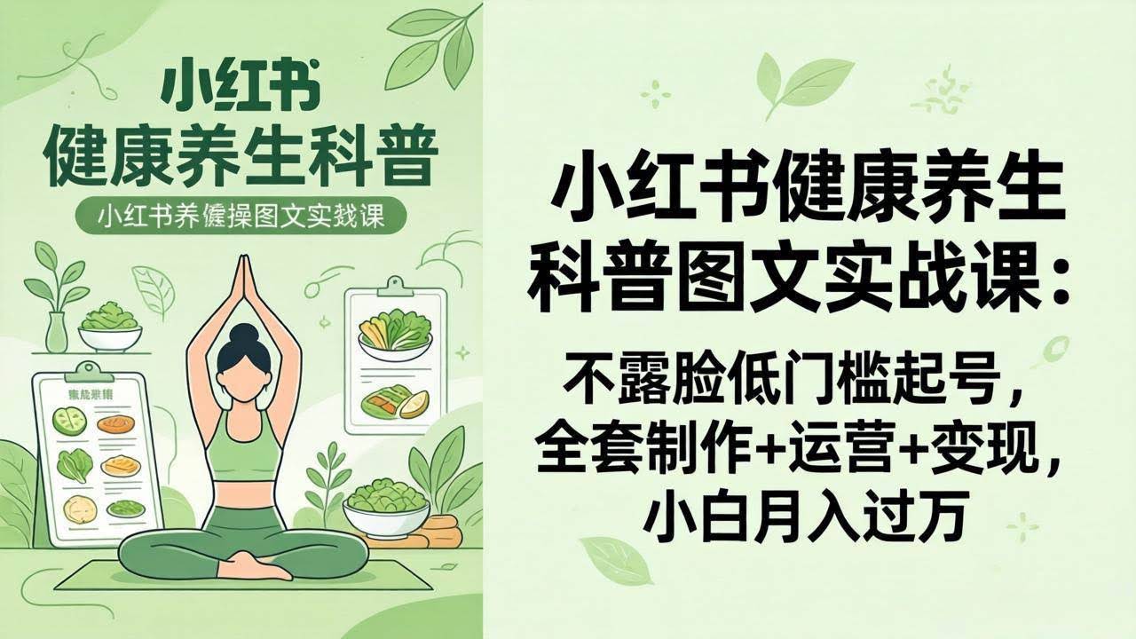 (18033期)2026小红书健康养生科普图文实战课:不露脸低门槛起号,全套制作+运营+变现,小白月入过万-航海圈