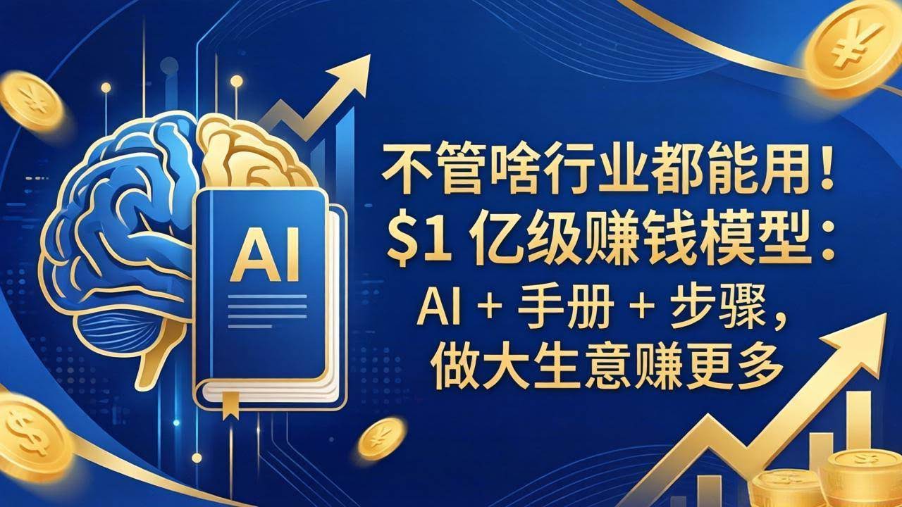 (18055期)不管啥行业都能用!$1 亿级赚钱模型:AI + 手册 + 步骤,做大生意赚更多-航海圈