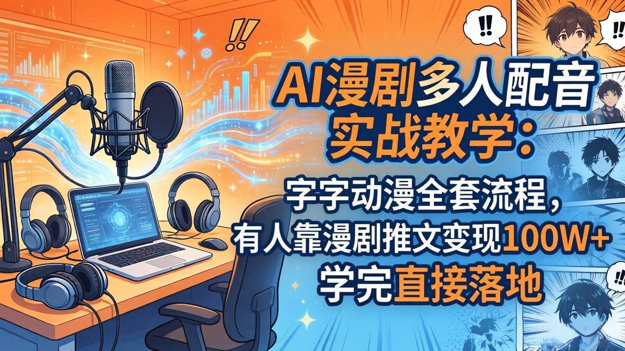 (18060期) AI漫剧多人配音实战教学:字字动漫全套流程,有人靠漫剧推文变现100W+,学完直接落地-航海圈