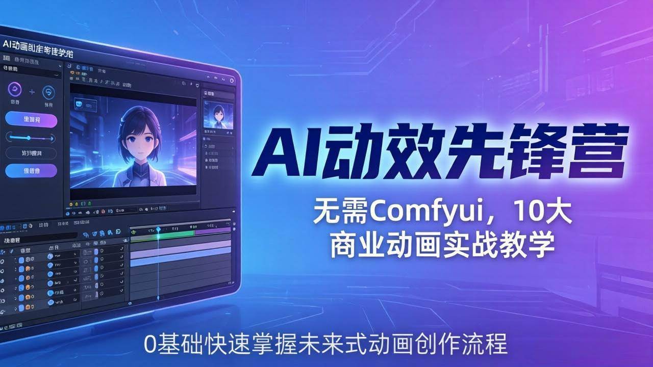 (18077期)AI 动效先锋营:无需Comfyui,10大商业动画实战教学,0基础快速掌握未来式动画创作流程-航海圈