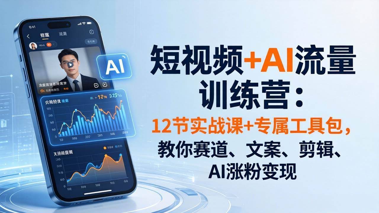 (18078期)短视频+AI流量训练营:12节实战课+专属工具包,教你赛道、文案、剪辑、AI涨粉变现-航海圈
