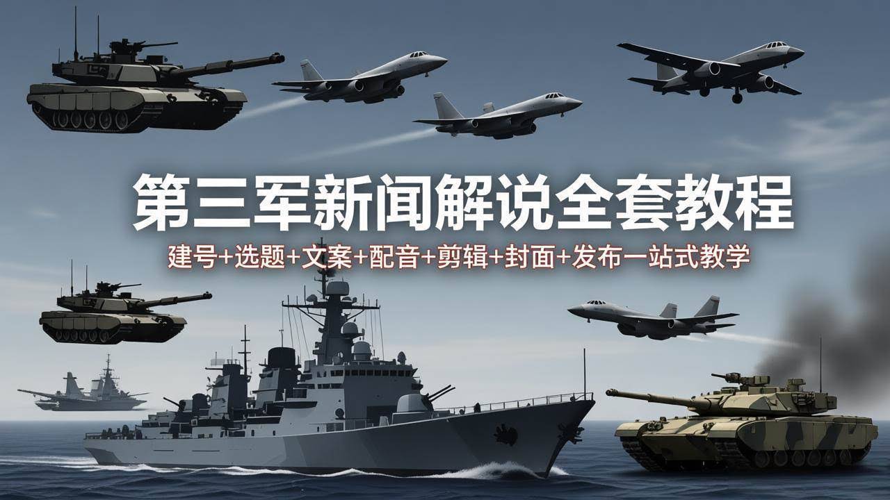 (18081期)第三军迷新闻解说全套教程:建号+选题+文案+配音+剪辑+封面+发布一站式教学-航海圈