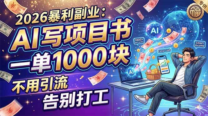 (18087期)2026暴利副业:AI 写项目书,一单 1000 块,不用引流,告别打工-航海圈