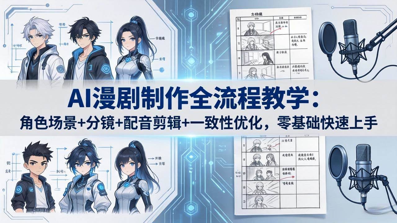 (18090期)AI漫剧制作全流程教学:角色场景+分镜+配音剪辑+一致性优化,零基础快速上手-航海圈