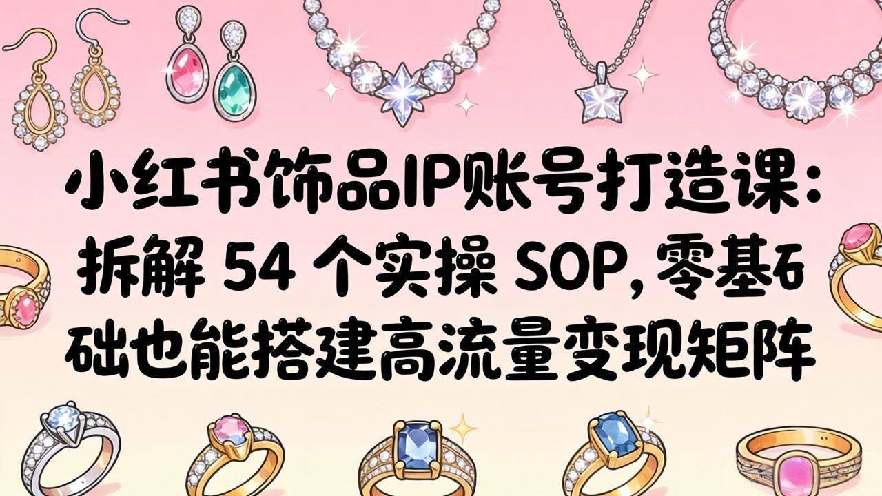 (18101期)小红书饰品IP账号打造课:拆解 54 个实操 SOP,零基础也能搭建高流量变现矩阵-航海圈