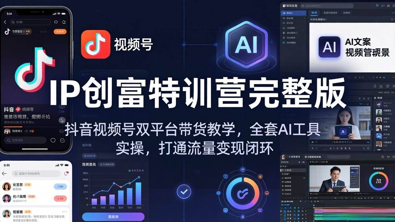(18114期) IP创富特训营完整版:抖音视频号双平台带货教学,全套AI工具实操,打通流量变现闭环-航海圈