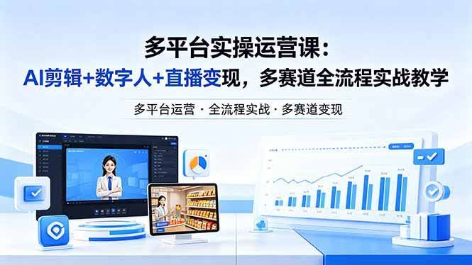 (18131期)某团队多平台实操运营课-更新26年4月20:AI剪辑+数字人+直播变现,多赛道全流程实战教学-航海圈