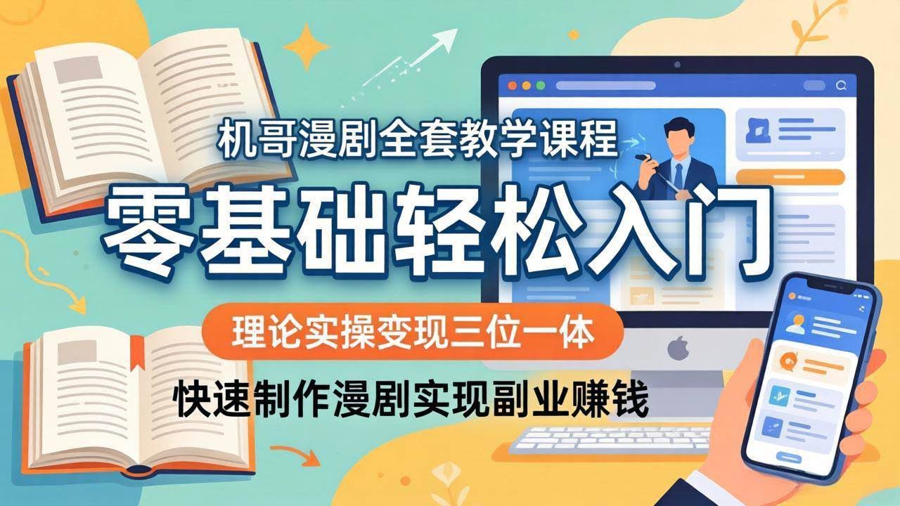 (18168期)机哥漫剧全套教学课程,理论实操变现三位一体,零基础轻松入门,快速制作漫剧实现副业赚钱-航海圈