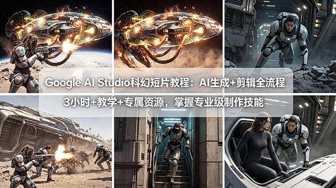 (18173期)Google AI Studio科幻短片教程:AI生成+剪辑全流程,3小时+教学+专属资源,掌握专业级制作技能-航海圈