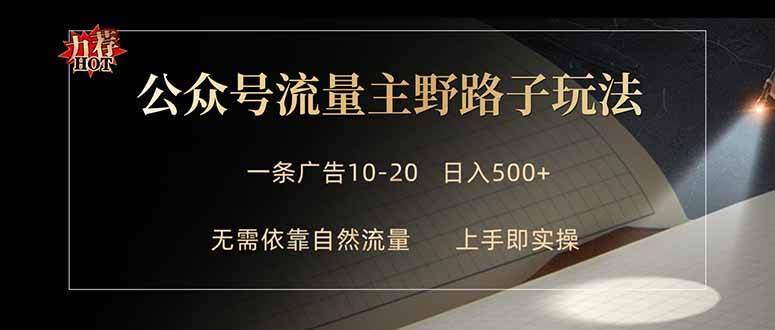 （18178期）公众号流量主野路子玩法 单条广告10-20元 日入500+-航海圈