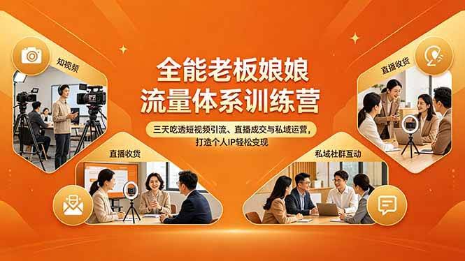 (18187期)全能老板娘流量体系训练营,三天吃透短视频引流、直播成交与私域运营,打造个人IP轻松变现-航海圈