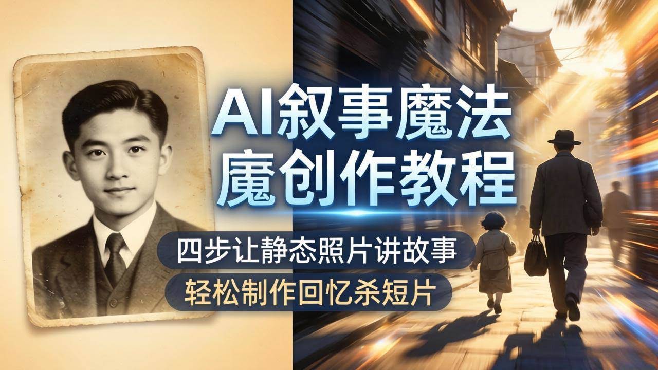 (18208期)AI叙事魔法创作教程,四步让静态照片讲故事,老照片修复加动态特效,轻松制作回忆杀短片-航海圈