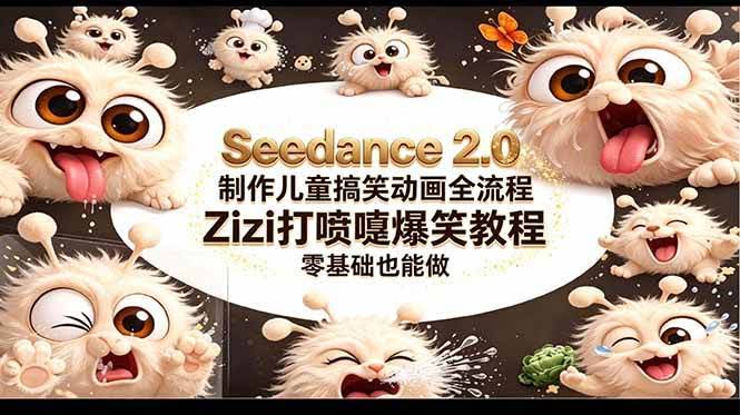（18211期）Seedance 2.0 制作儿童搞笑动画全流程Zizi打喷嚏爆笑教程｜零基础也能做-航海圈