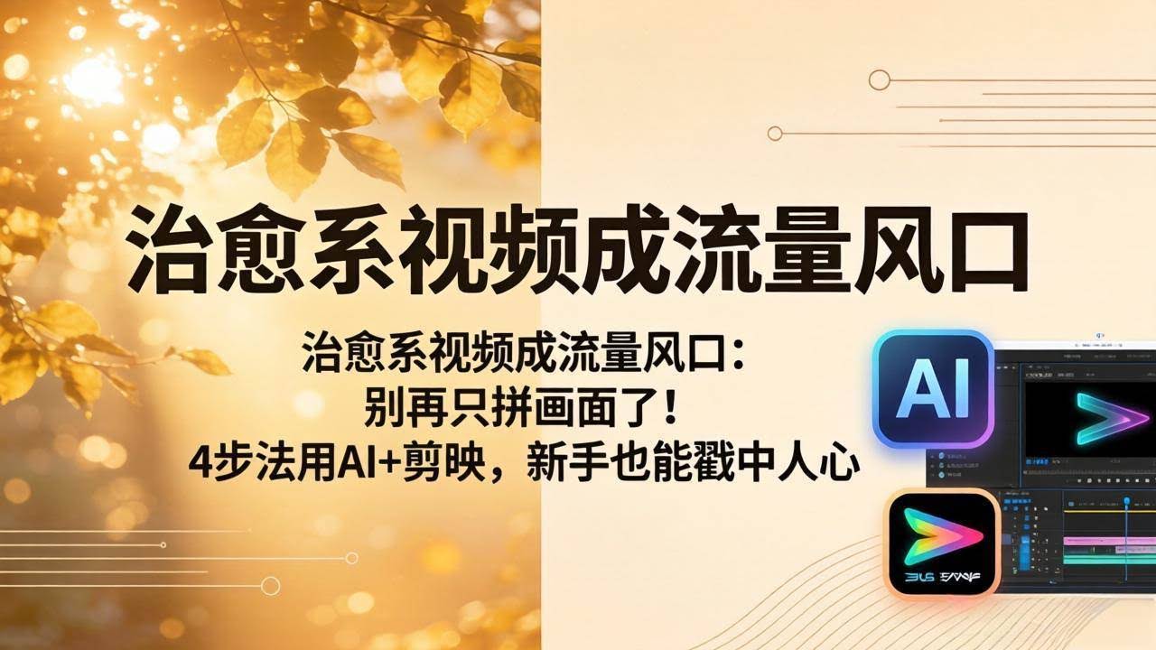 (18219期)治愈系视频成流量风口:别再只拼画面了!4步法用AI+剪映,新手也能戳中人心-航海圈