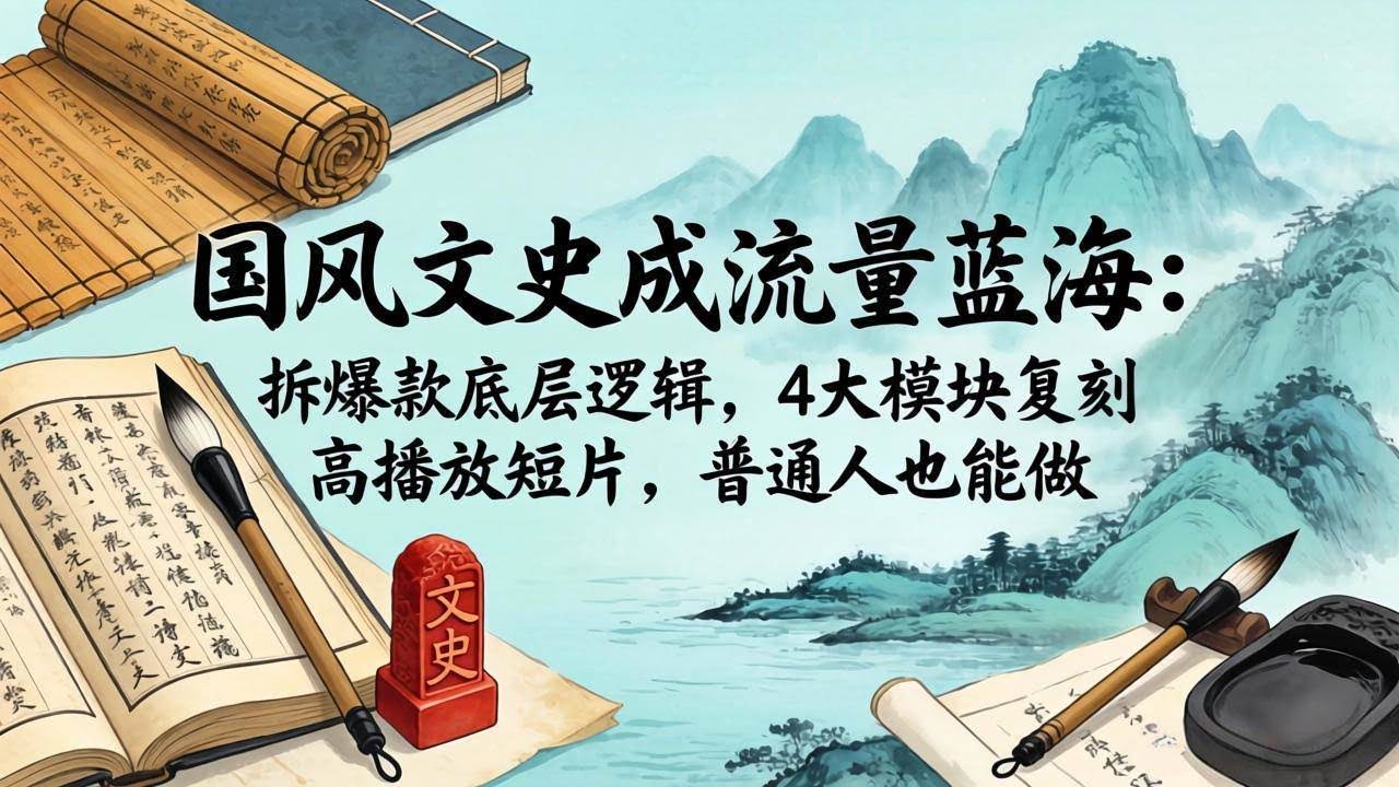 (18227期)国风文史成流量蓝海:拆爆款底层逻辑,4大模块复刻高播放短片,普通人也能做-航海圈