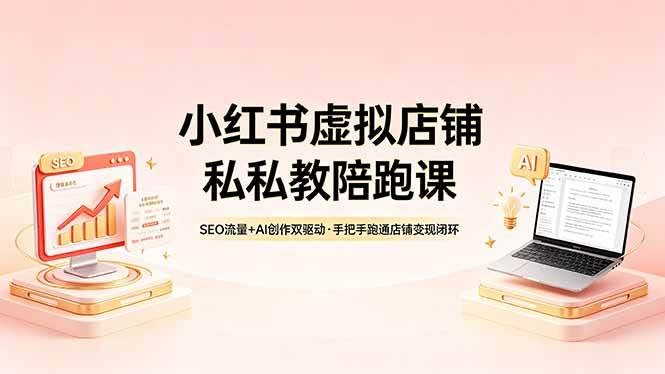 (18248期)小红书虚拟店铺私教陪跑课,SEO流量+AI创作双驱动,手把手跑通店铺变现闭环-航海圈