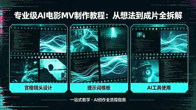 (18295期)专业级AI电影MV制作教程,从想法到成片全拆解,宫格镜头+提示词模板+AI工具一站式教学-航海圈