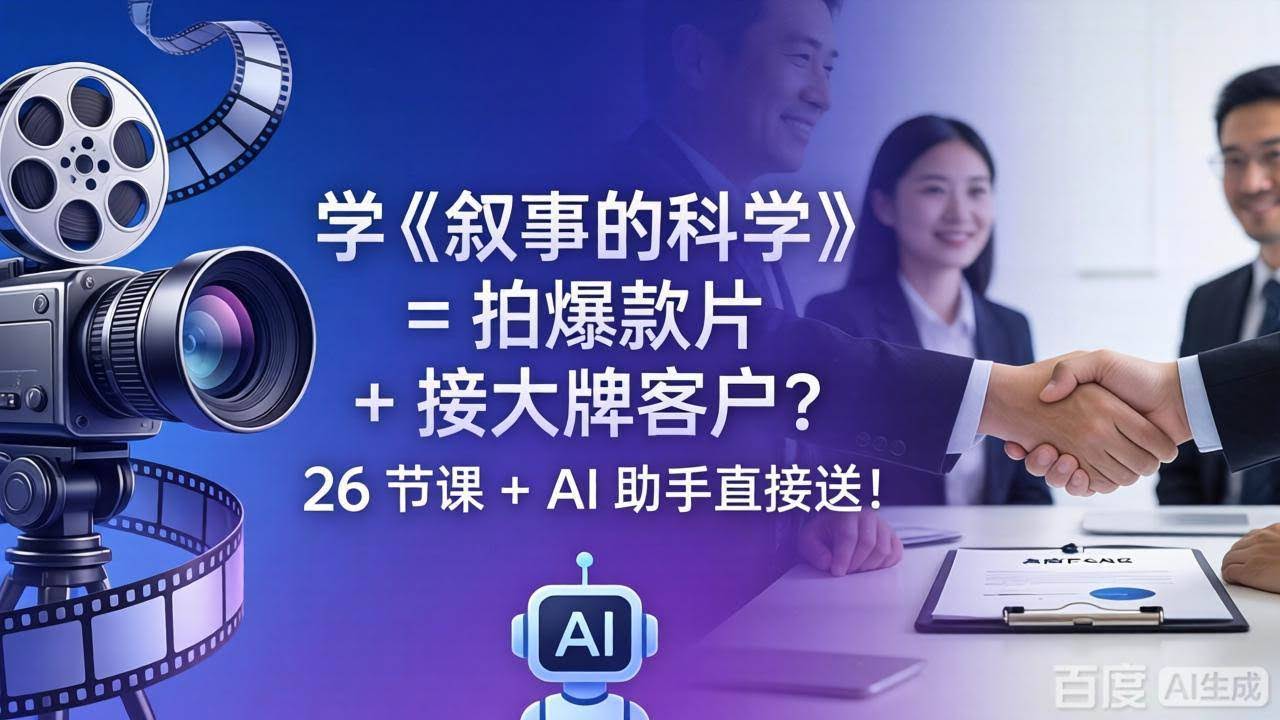 (18302期)学《叙事的科学》= 拍爆款片 + 接大牌客户?26 节课 + AI 助手直接送!-航海圈