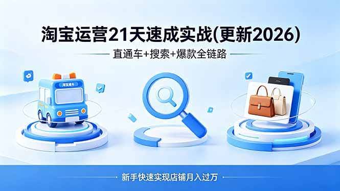 (18316期)淘宝运营21天速成实战(更新4月),直通车+搜索+爆款全链路,新手快速实现店铺月入过万-航海圈