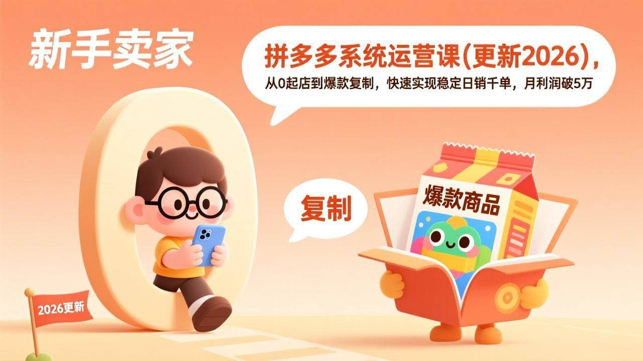 (18317期)拼多多系统运营课(更新4月),从0起店到爆款复制,快速实现稳定日销千单,月利润破5万-航海圈