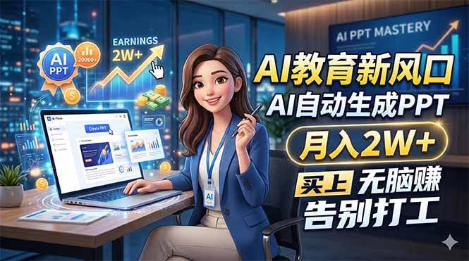 (18330期)AI教育新风口,AI自动生成PPT,月入2W+,无脑赚,告别打工-航海圈