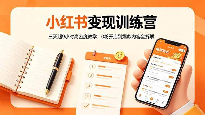 (18337期)小红书变现训练营:三天超9小时高密度教学,0粉开店到爆款内容全拆解-航海圈
