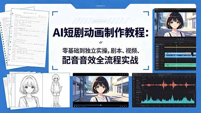 (18351期)AI短剧动画制作教程:零基础到独立实操,剧本、视频、配音音效全流程实战-航海圈