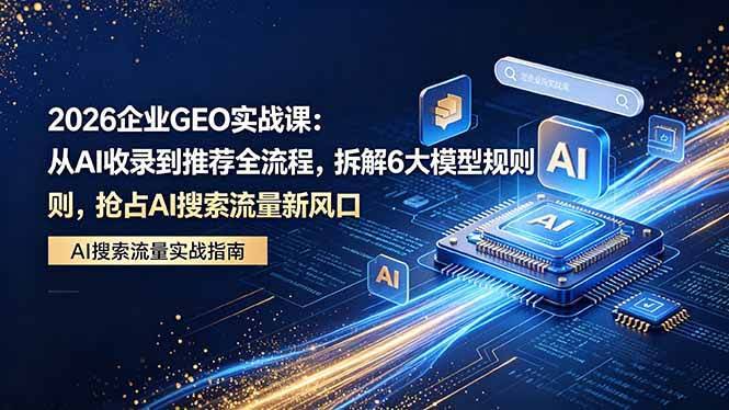 (18368期)2026 企业GEO实战课:从AI收录到推荐全流程,拆解6大模型规则,抢占 AI 搜索流量新风口-航海圈